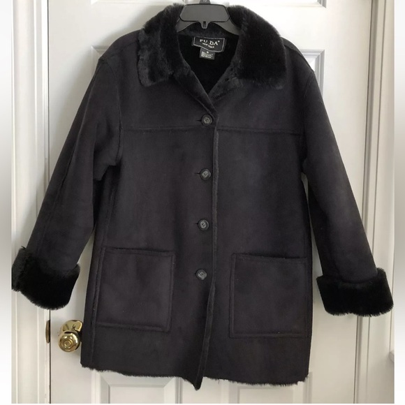 FUDA New York Women's Coat Size Small Black Made in Russia Button Down Heavy ps2 - Picture 2 of 9